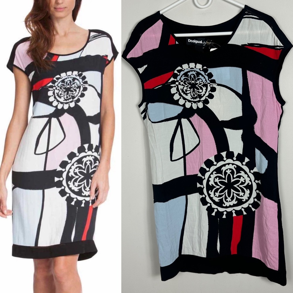 Desigual Shift Dress Womens Size 6 Art Deco Sheila 651V2LA0 Lagenlook NEW Floral
